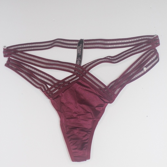 VICTORIA'S SECRET VERY SEXY STRAPPY BURGUNDY THONG PANTY - Picture 1 of 1